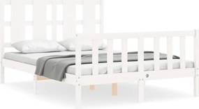 vidaXL fehér tömör fenyőfa ágy matrac nélkül 140 x 200 cm
