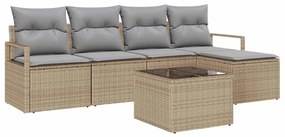 vidaXL Kanapé Szett párnával 6 pcs Bézs polirattan