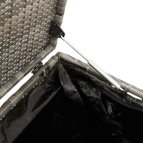 szürke polyrattan kerti tárolóláda 110x50x58 cm