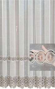 Függöny Nappaliba Fehér Szürke Hímzéssel Béka Alagút Szalaggal Sz. 180x230