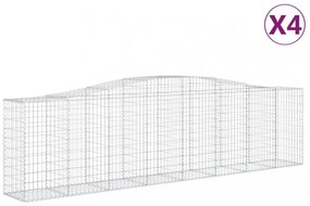 vidaXL 4 db íves horganyzott vas gabion kosár 400x50x100/120 cm