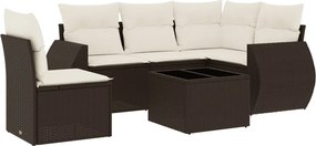 vidaXL 6 részes barna polyrattan kerti ülőgarnitúra párnával