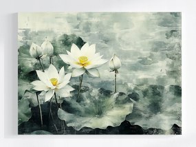 Vászonkép Canvas Grafika Természet Virágok Fehér Lótusz 80x60