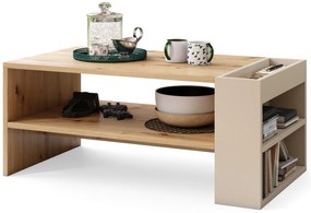 Mazzoni NEFRI Artisan Tölgy / Bézs (Pezsgő) - MODERN DOHÁNYZÓASZTAL KÖNYVESPOLCCAL