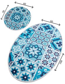 Kék fürdőszobai kilépő szett 2 db-os 60x100 cm Ceramic – Foutastic