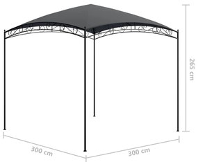 Antracitszürke pavilon 3 x 3 x 2,65 m 180 g/m²