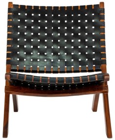 Fekete bőr fotel Perugia - House Nordic