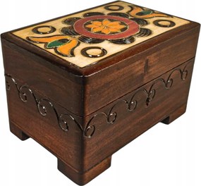 Láda Fa Láda Kézzel Díszített Barna Kicsi