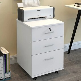 Zárható fiókos szekrény guruló konténer 56 x 36 x 40 cm BC FUR-1602-White