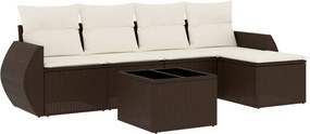 vidaXL 6 részes barna polyrattan kerti ülőgarnitúra párnával