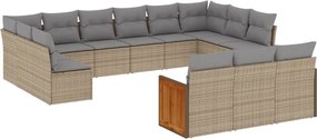 vidaXL 13 részes bézs polyrattan kerti ülőgarnitúra párnákkal