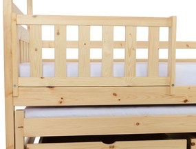 Wilsondo PETRA 5 emeletes ágy pótággyal - natúr borovi Méret: 200x90