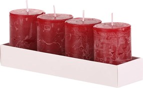 Gyertya szett, piros, 4 db, paraffin