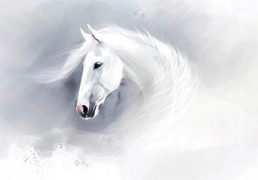 Vinyl Tapéta Gyerekeknek Lányoknak Fehér Ló 368x254