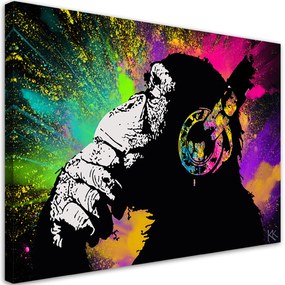 Gario Vászonkép Banksy színes majom Méret: 60 x 40 cm