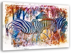 Gario Vászonkép Két színes zebra - Andrea Haase Méret: 60 x 40 cm