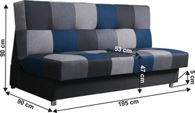 Kanapé, kék színű anyag/szürke, ALABAMA
