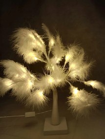 Dekoráció led fa dísz tollakkal fény Fehér Meleg