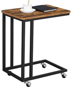 Rusztikus Ipari tervezésű kis asztal görgokön, dohányzóasztal 50 x 55 x 35 cm