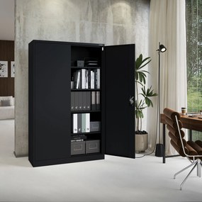 JAN II irodai, irattartó fémszekrény, 1150 x 1850 x 400 mm, fekete