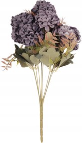9 Db-os Őszi Hortenzia Csokor 40CM Lila Temetői Váza Kiegészítő