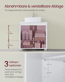 VASAGLE mosdó alatti szekrény, fürdőszobaszekrény 30×60×60 cm, felhőfehér