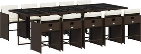 vidaXL 11 részes barna polyrattan kerti ülőgarnitúra párnákkal