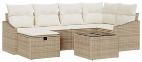 vidaXL Kanapé Szett párnával tárolóval 7 pcs Beige és krém polirattan