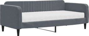 vidaXL sötétszürke bársony heverő matraccal 90 x 190 cm