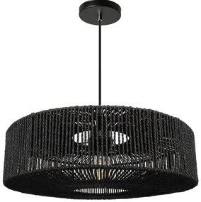 Függőlámpa jutából és fémből 60W fekete