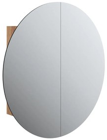 tölgy fürdőszobai szekrény kerek tükörrel/LED-del 54x54x17,5 cm