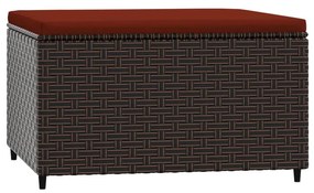 Barna polyrattan kerti lábtartó párnával