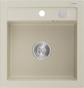 Mexen Vito  konyhai mosogató gránit 1 medence+ pop up szifon 520 x 490 mm, beige - 6503521000-69 1 medencés