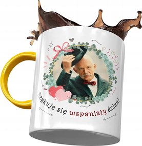 Sárga Janusz Corwin Mikke bögre Ajándék Nyomtatott Fotóval