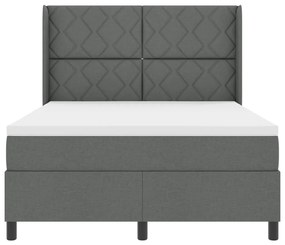 Boxspring Ágy Matraccal és LED világítással Sötétszürke 160x200 cm Szövet