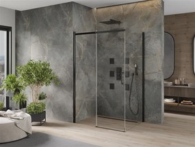 Mexen Omega Zuhanykabin Toló ajtóval    150 x 100 cm,  átlátszó üveg,  fekete  - 825-150-100-70-0 Toló ajtós