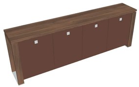 Verno+ alacsony szekrény 260 x 46 x 90 cm, üvegajtó, dió / barna