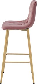 Sötét rózsaszín bárszék NADO VELVET tölgy hatású lábakkal