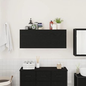 fekete szerelt fa fali fürdőszobaszekrény 100 x 25 x 40 cm