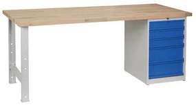 Műhelyasztal Weld 5 fiókkal, 84 x 200 x 80 cm, szÜrke