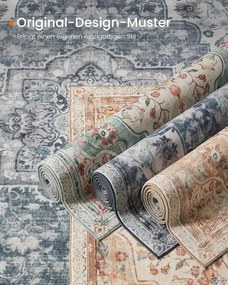 Vintage stílusú, gépben mosható szőnyeg 80 x 150 cm, cappuccino bézs