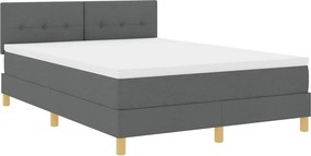 vidaXL LED Box Spring Ágy matracmal Sötétszürke 140 x 190 cm szövet
