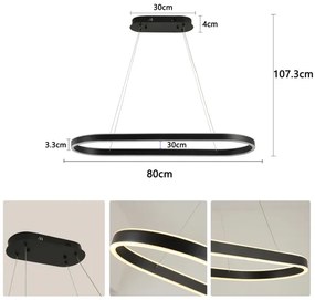 Brilagi - PONDIE kábeles LED csillár, 43 W, 230 V, 80x30 cm, fekete