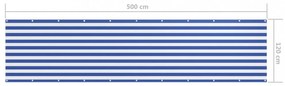 fehér-kék oxford-szövet erkélyparaván 120 x 500 cm