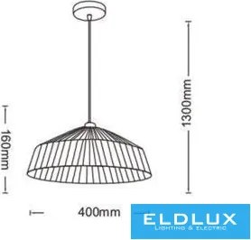 UNIVERSO Kötél függeszték 1xE27 IP20 D400x190x1300mm 5év