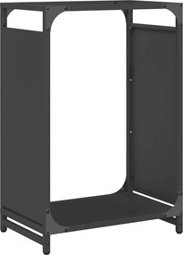 vidaXL fekete hidegen hengerelt acél tűzifatároló 44x28x65 cm