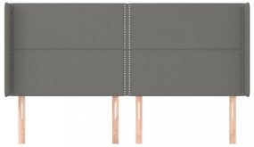 sötétszürke szövet fejtámla szárnyakkal 203x16x118/128 cm