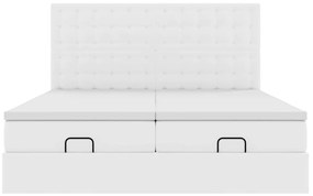 Ottomán ágykeret matracokkal tiszta fehér 200x200cm műbőrrel