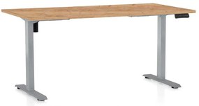 OfficeTech B állítható magasságú asztal, 160 x 80 cm, szürke alap, craft tölgy