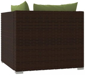 kétszemélyes barna polyrattan kanapé párnákkal